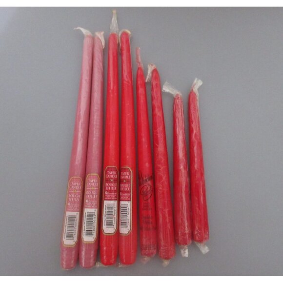 Candle-lite Taper Candle Lot 6 Red 2 Pink (each wrapped in plastic) Made in USA - Picture 1 of 3